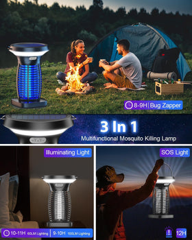 Zechuan solar bug zapper USB-C charging keeps power portable for camping.