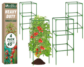 ZeeDix 4-pack tomato cages support climbing plants neatly.