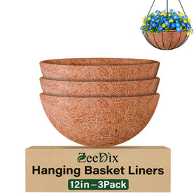 ZeeDix 12-inch coconut liner in hanging basket boosts airflow for healthier roots.