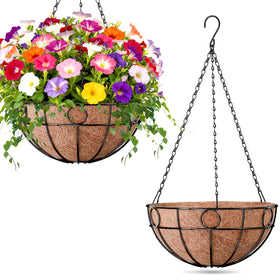 ZeeDix 12-inch round hanging basket ready for vertical garden displays