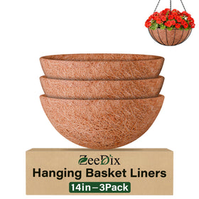 ZeeDix 14-inch coconut liner for planters, breathable natural coco fiber for healthy roots.