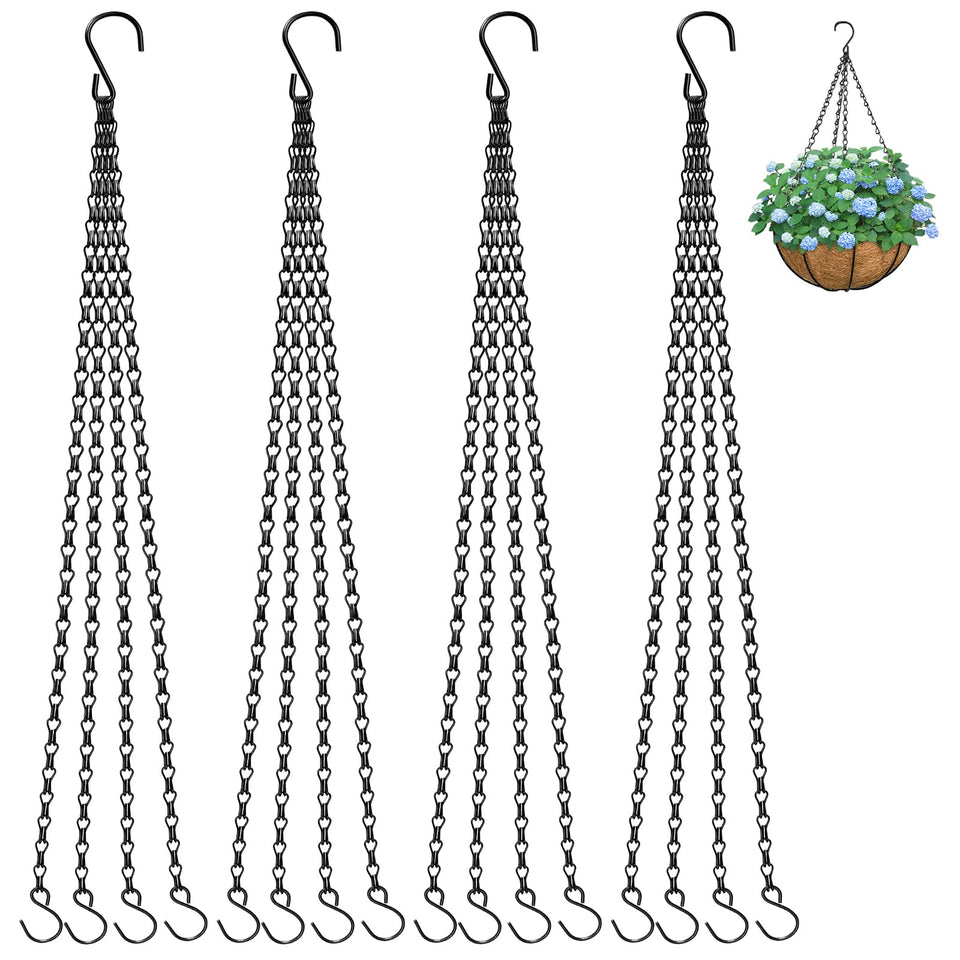 ZeeDix 24-inch hanging basket chain four-lead design supports pots securely.