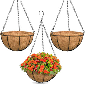 ZeeDix 3-pack 12-inch hanging baskets — metal wire design for durable outdoor display