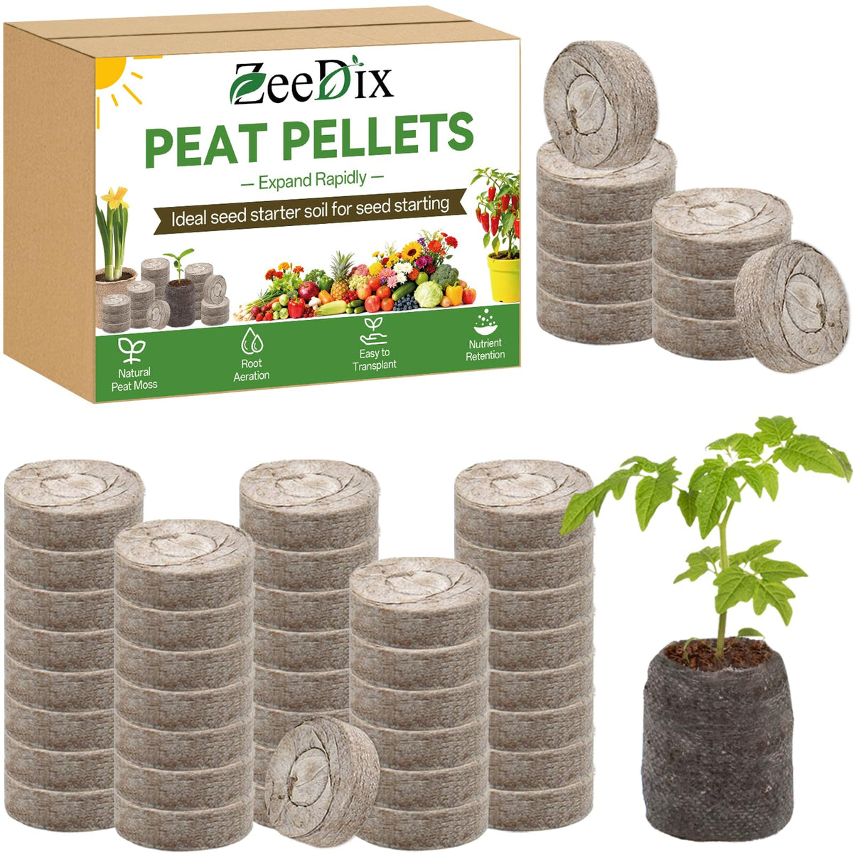 ZeeDix 30mm seed pellets close-up for easy transplanting and strong initial root growth.