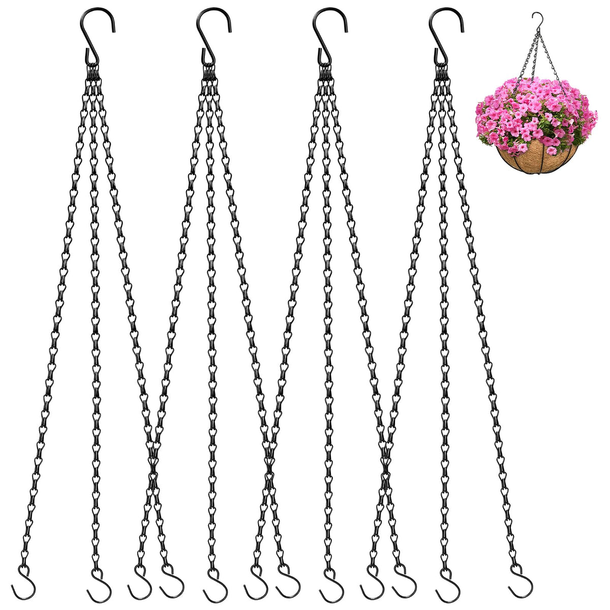 ZeeDix 4-pack 24-inch chain shown ready for versatile plant displays with adjustable length