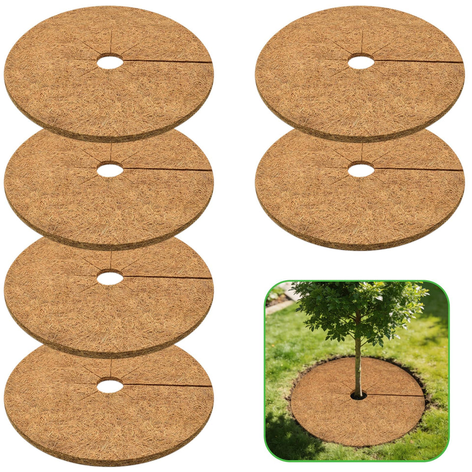 ZeeDix 6-pack coconut coir tree ring close-up shows natural material