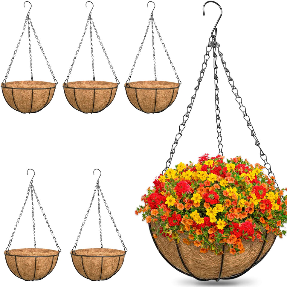 ZeeDix 6 Pack hanging planter with metal frame, ideal for outdoor use