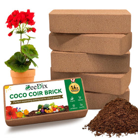 ZeeDix coco coir brick 6-pack unexpanded saves space for easy prep