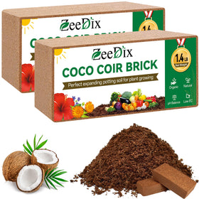 ZeeDix Coco Coir Brick soaking to expand for seed starting and soil-ready planting.