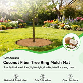 Zeedix coco coir tree ring 18inch protects roots while regulating moisture.