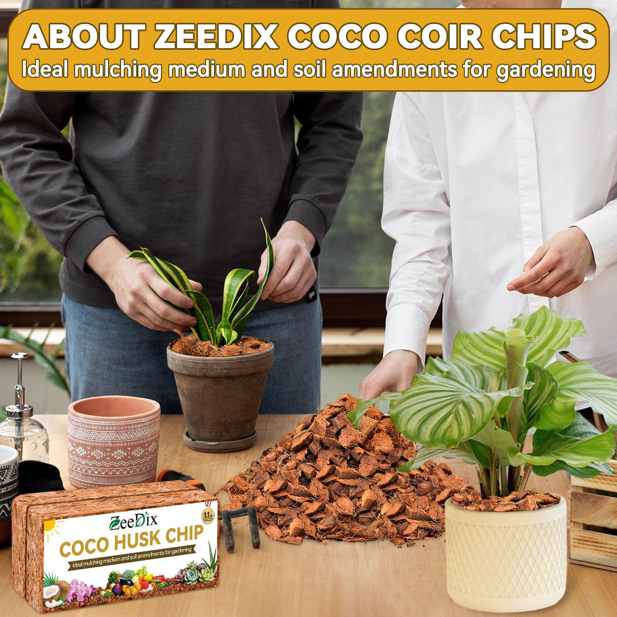 Zeedix Coco Husk Chips eco-friendly mulch for indoor herbs and vegetables