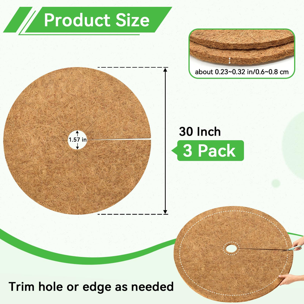 ZeeDix coconut fiber mulch ring on a plant root promotes air circulation and moisture balance.