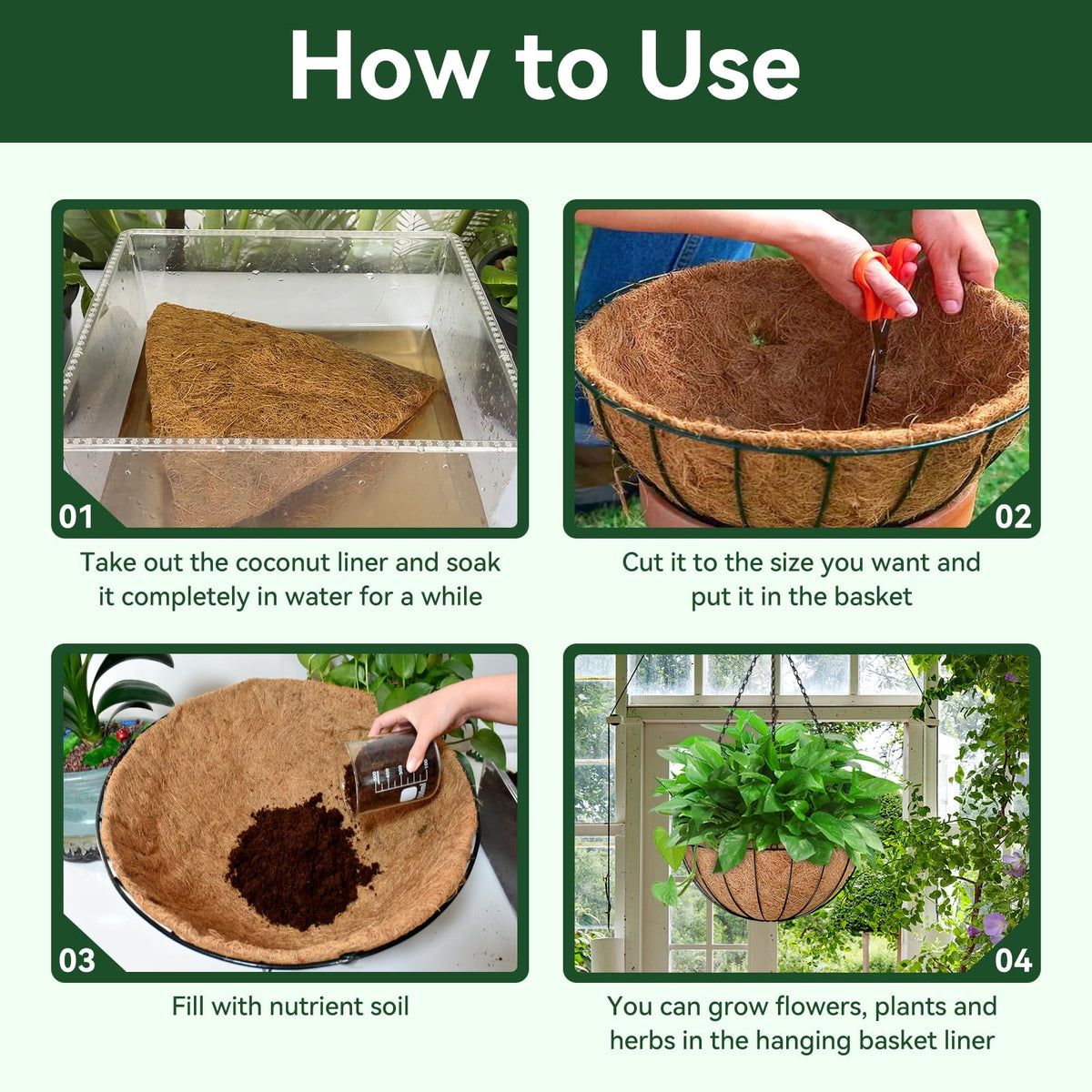 ZeeDix coconut liner expanded to fit a 12-inch basket.