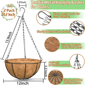ZeeDix coconut liner replacement 12-inch for healthy root airflow