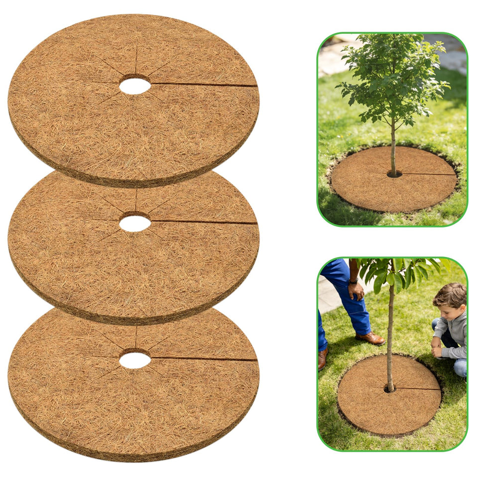 ZeeDix coconut mulch ring for 24-inch trees offering weed suppression and tidier beds.