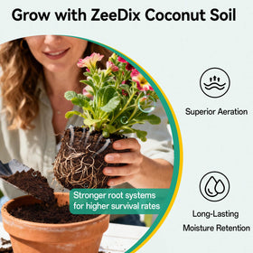 ZeeDix coco coir pellets are lightweight and portable for indoor gardening.