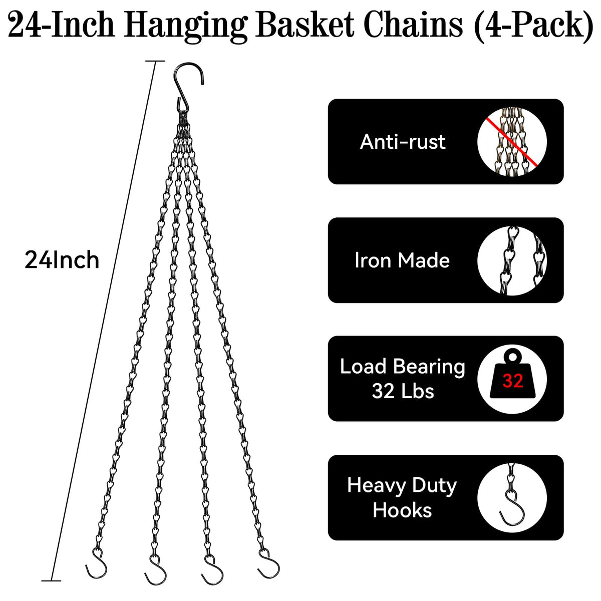 ZeeDix hanging chain with hooks and links for flexible pot arrangement.