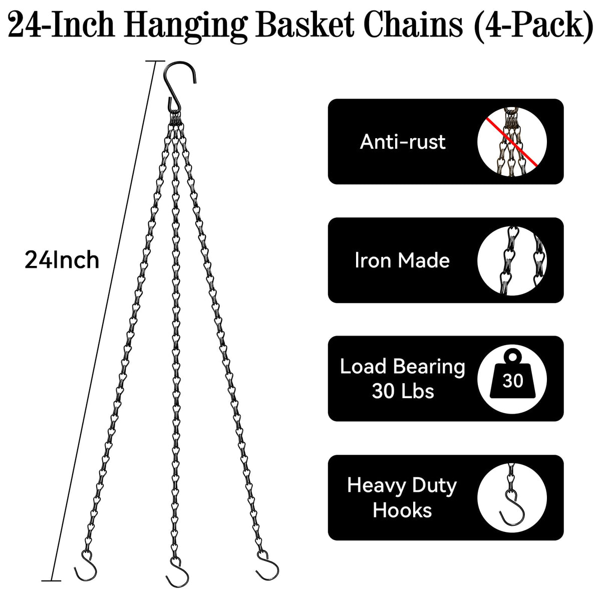 ZeeDix hanging chain with hooks secured for planters and lanterns