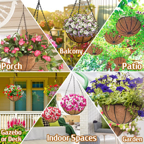ZeeDix hanging planter on a porch setup for curb appeal