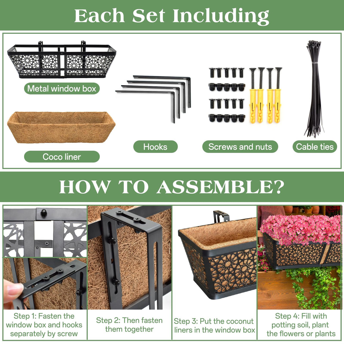 ZeeDix large capacity planter box for flowers and herbs
