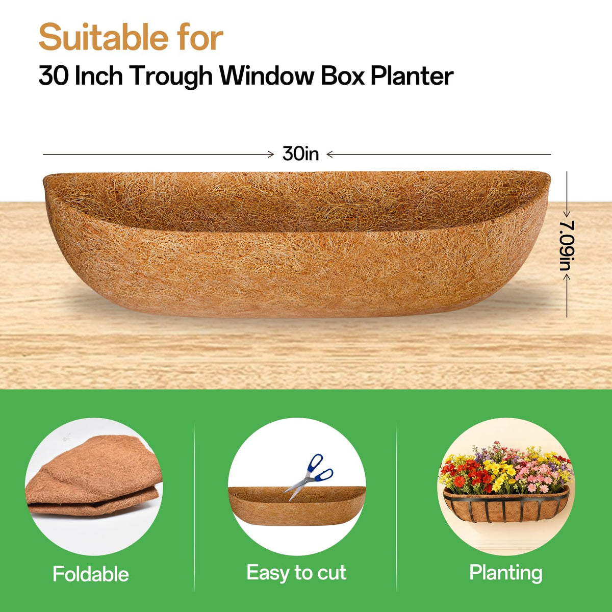 ZeeDix natural coir liner for wall pots provides good drainage and moisture balance