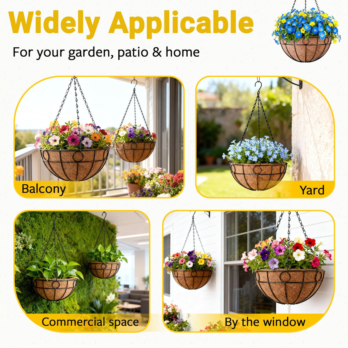 ZeeDix porch and balcony garden setup with two large baskets outdoors