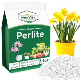 Zeedix Premium Perlite 3-9mm for plants shows porous granules enhancing aeration and drainage in pots.