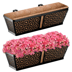 ZeeDix 24-inch railing planter with coconut liner for balcony gardening
