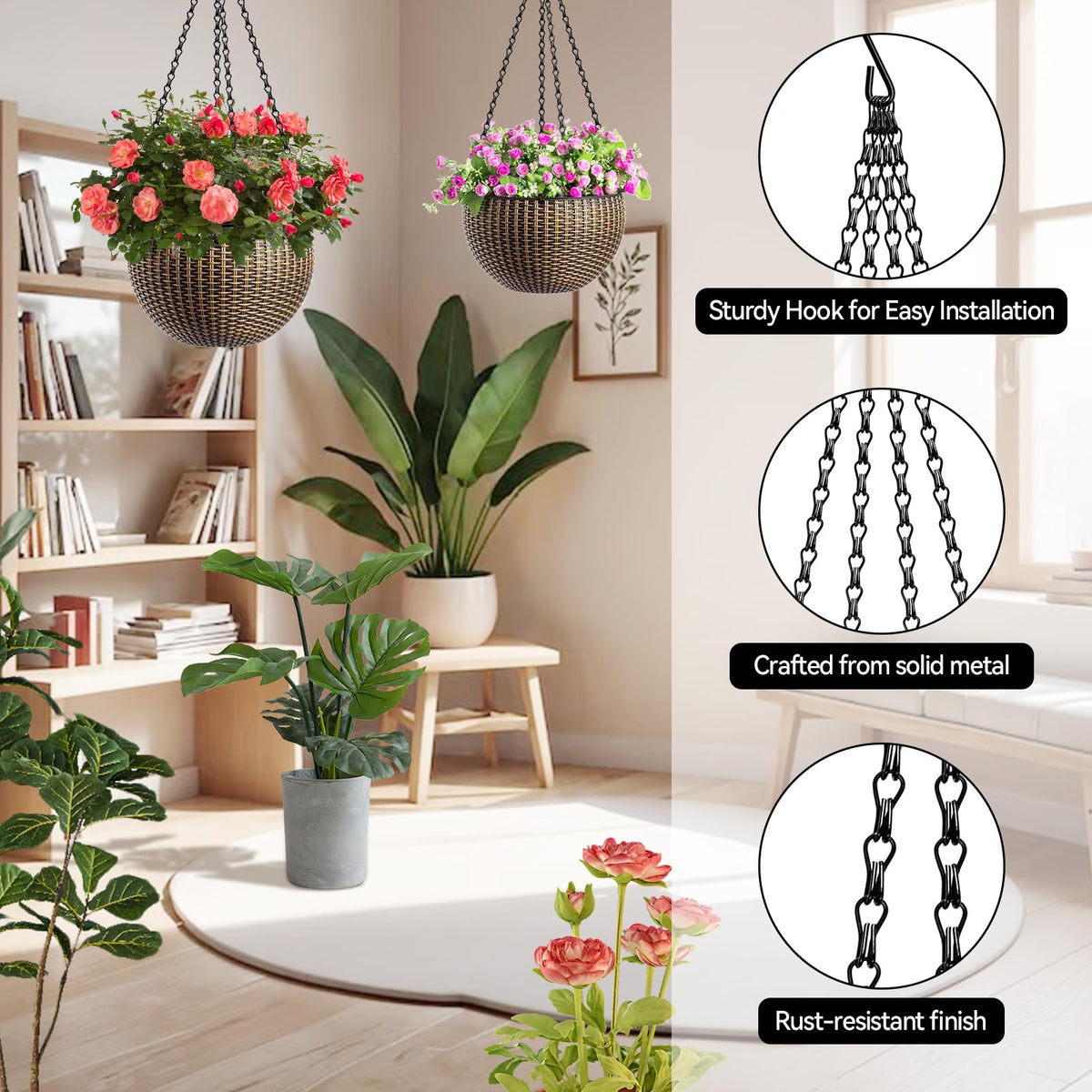 ZeeDix rust-resistant metal chain stands up to outdoor use.