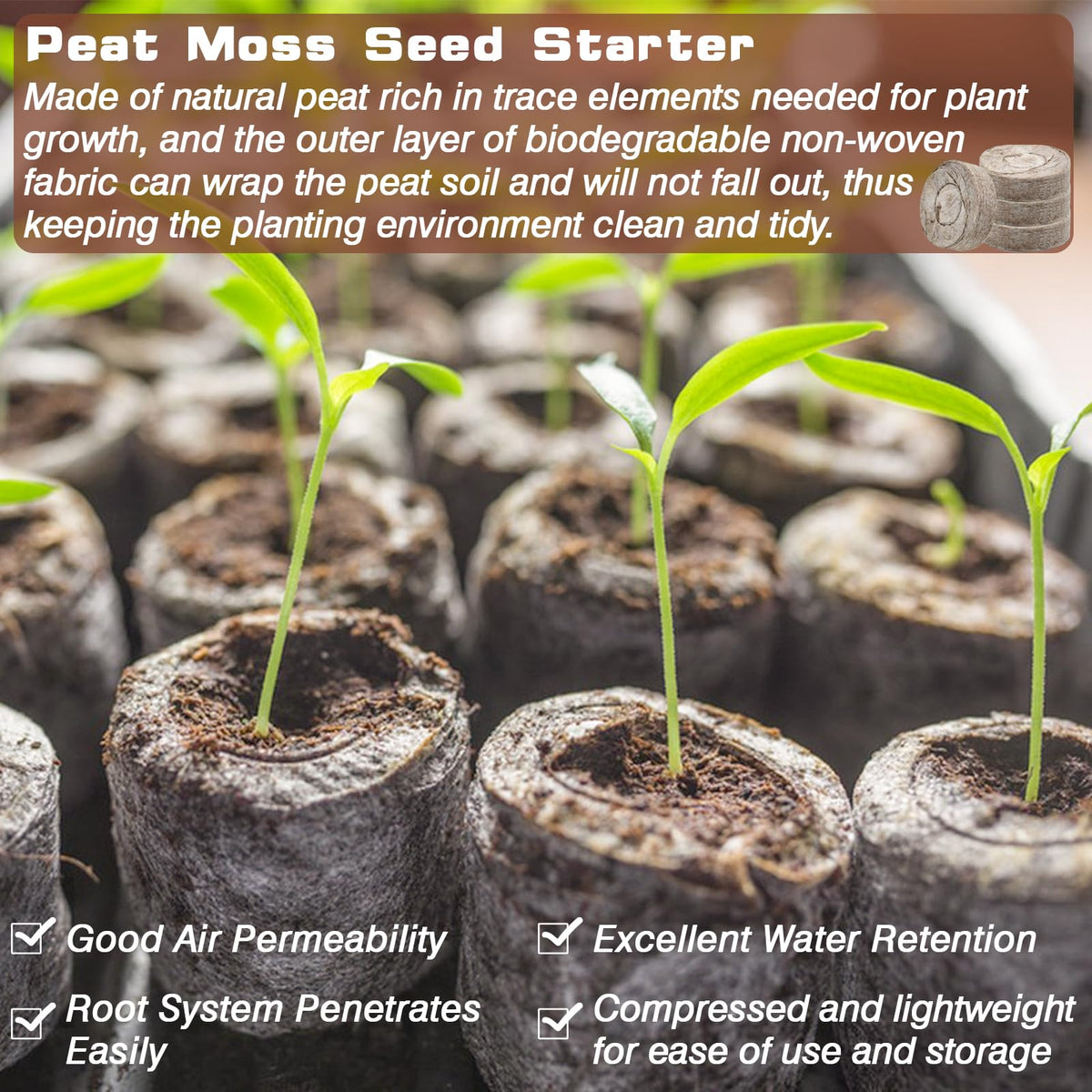 ZeeDix seed starter pods with nonwoven bag for clean transplanting.