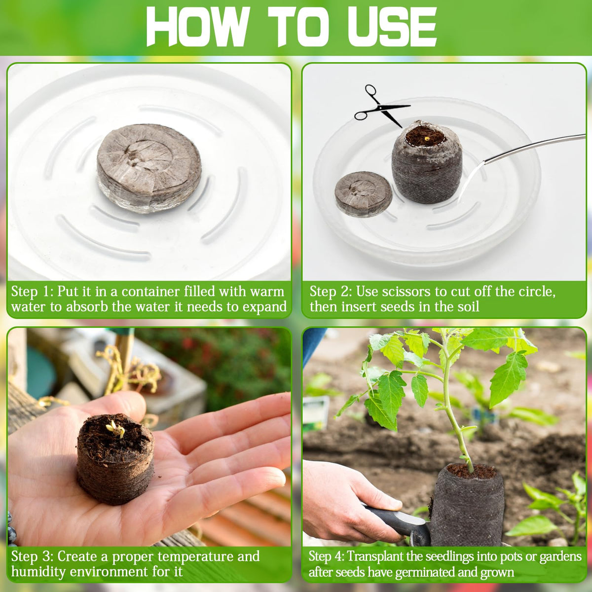 ZeeDix seed starter pod shown before and after water absorption