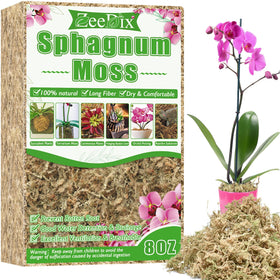 ZeeDix 8oz sphagnum moss packaging ready for indoor plant use