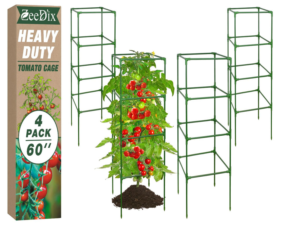ZeeDix tomato cage 60-inch adjustable provides sturdy vertical support for tomatoes