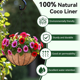 ZeeDix water-retentive coco liner slowly releases moisture for steady watering