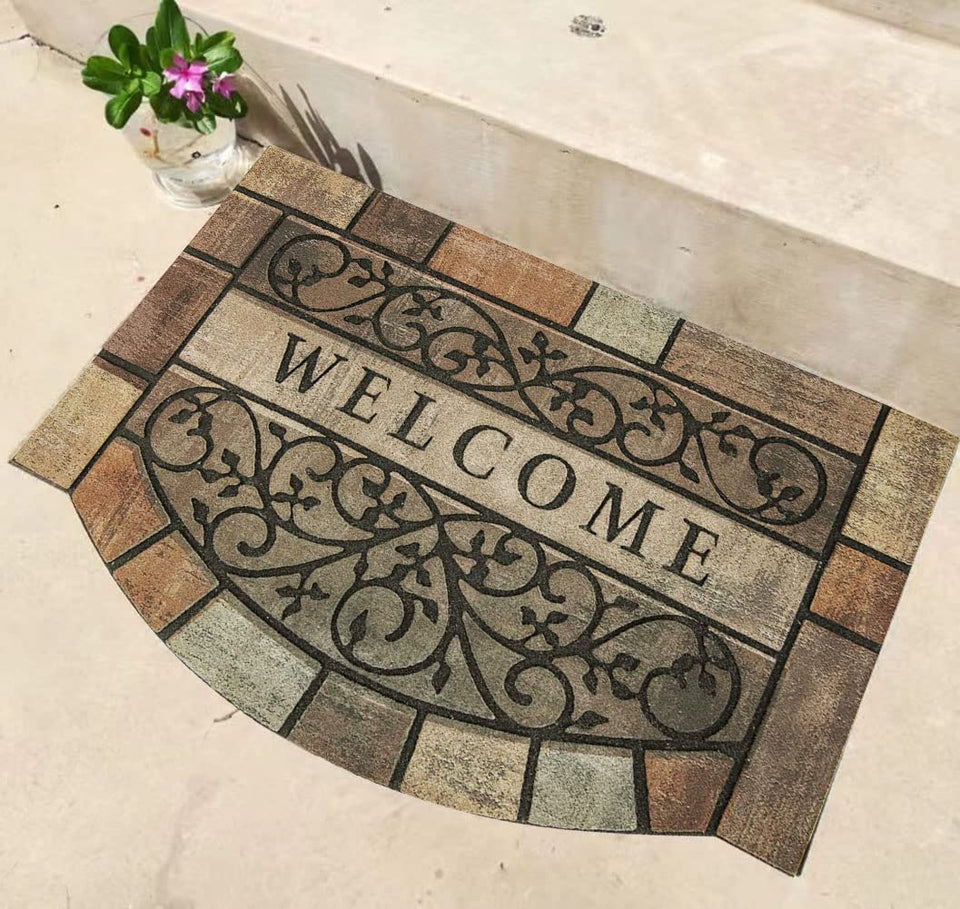 Zeeinx Welcome Door Mat with textured surface traps dust at the doorway.