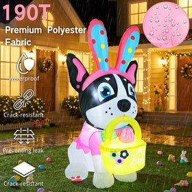Zeepair Easter French Bulldog built-in fan in action for quick inflation.