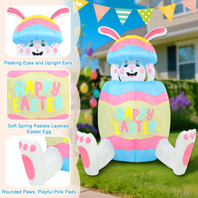 Zeepair egg-shaped design with Happy Easter message and pastel colors