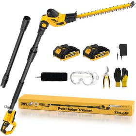 ZEGJAW 18-inch cordless pole hedge trimmer with compact design for easy shrub trimming.