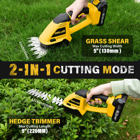 ZEGJAW 2-in-1 shrub trimmer side view ready for hedge shaping.