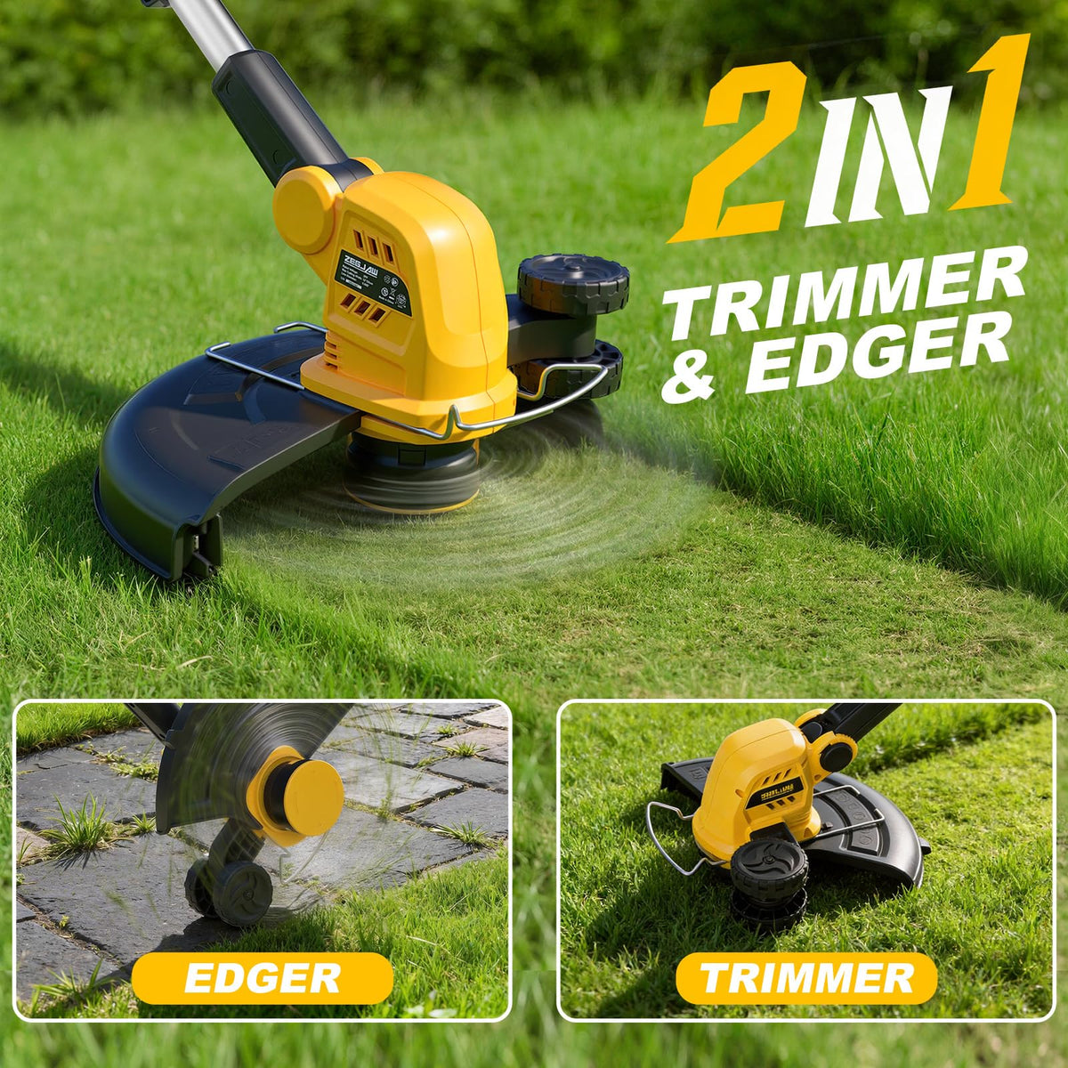 ZEGJAW 2-in-1 trimmer-edger with rotation for easy edge line