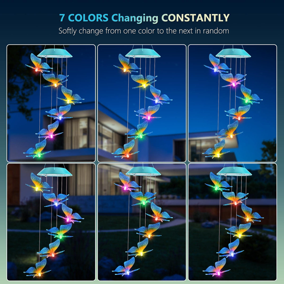 Zeiliuled hanging butterfly wind chimes easily adorn porches, trees, and windows