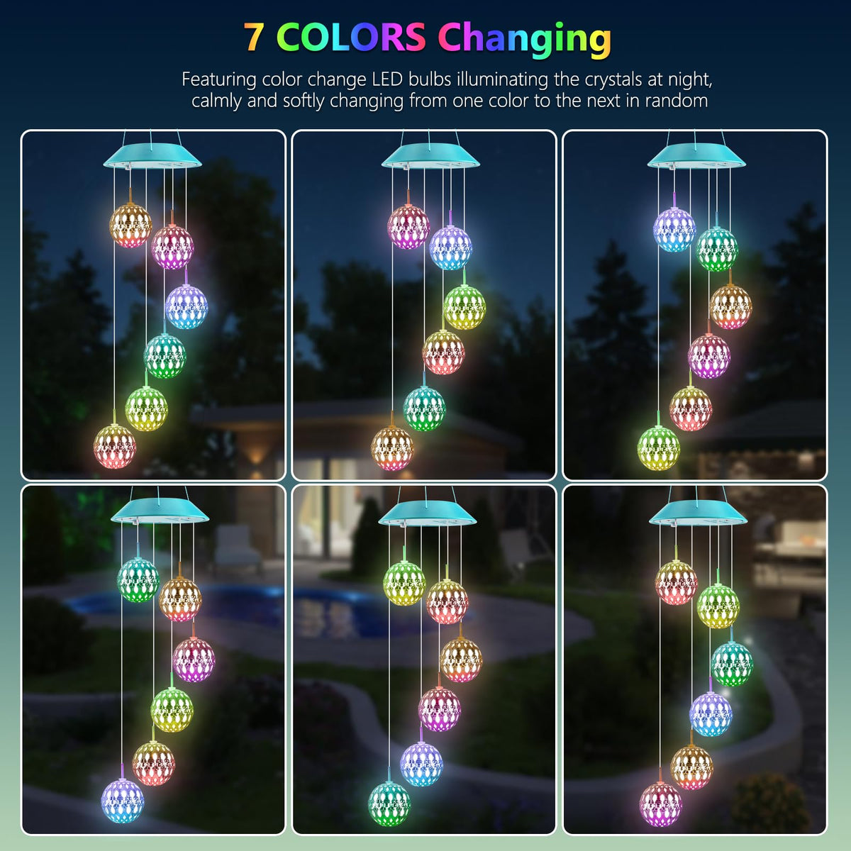 Zeiliuled garden decor solar ball lights brighten daytime and night scenes.