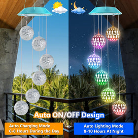 Zeiliuled solar Moroccan ball wind chimes outdoor color transitions.