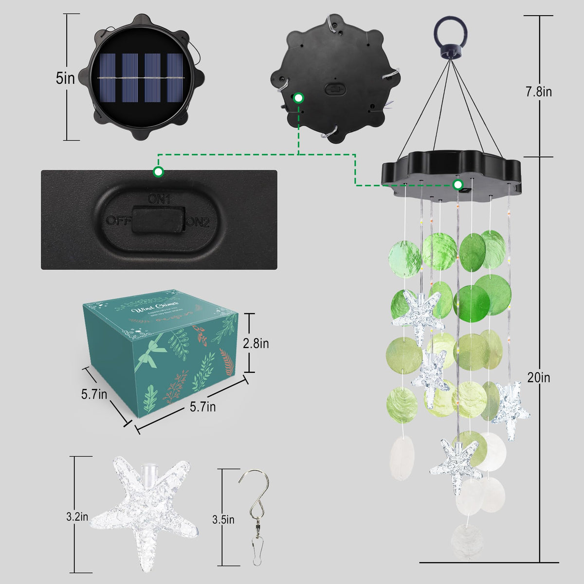 Zeiliuled Solar Shell Wind Chime makes a thoughtful gift for mom or grandma.