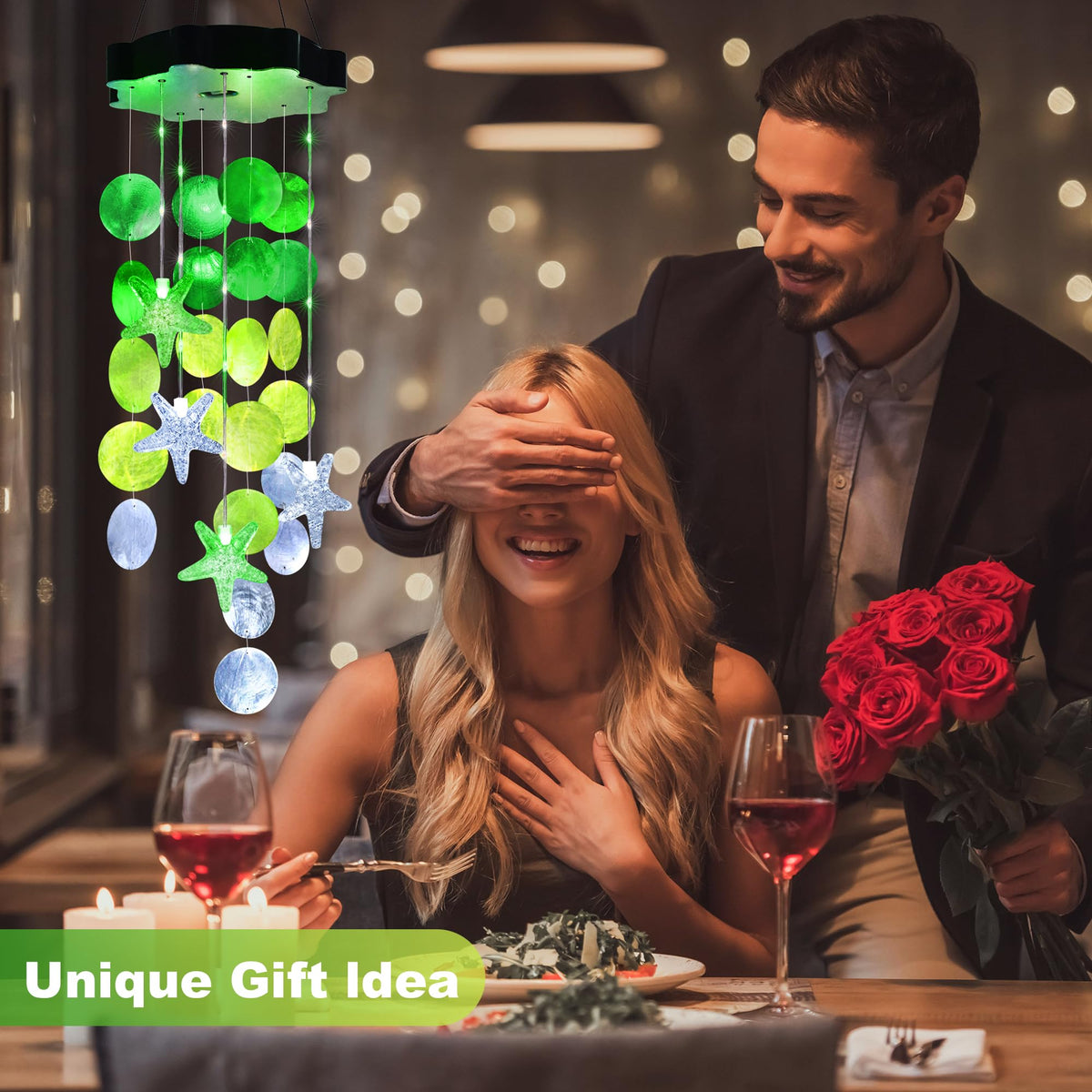 Zeiliuled Solar Shell Wind Chime ideal for kids' rooms and festive decor.
