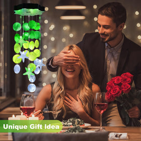 Zeiliuled Solar Shell Wind Chime ideal for kids' rooms and festive decor.