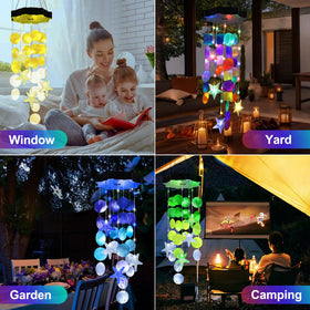 Zeiliuled Solar Shell Wind Chimes suit party decor with warm white shimmer.