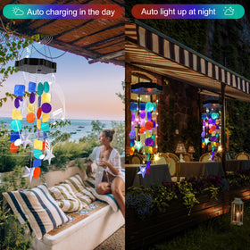 Zeiliuled Solar Shell Wind Chimes for yard and patio glow at night with gentle chimes.