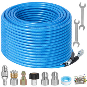 Zejoot 100ft sewer jetter kit ready for pressure washer and drain clearance.