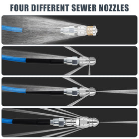 Zejoot 5800psi drain cleaner hose shows heavy-duty construction.